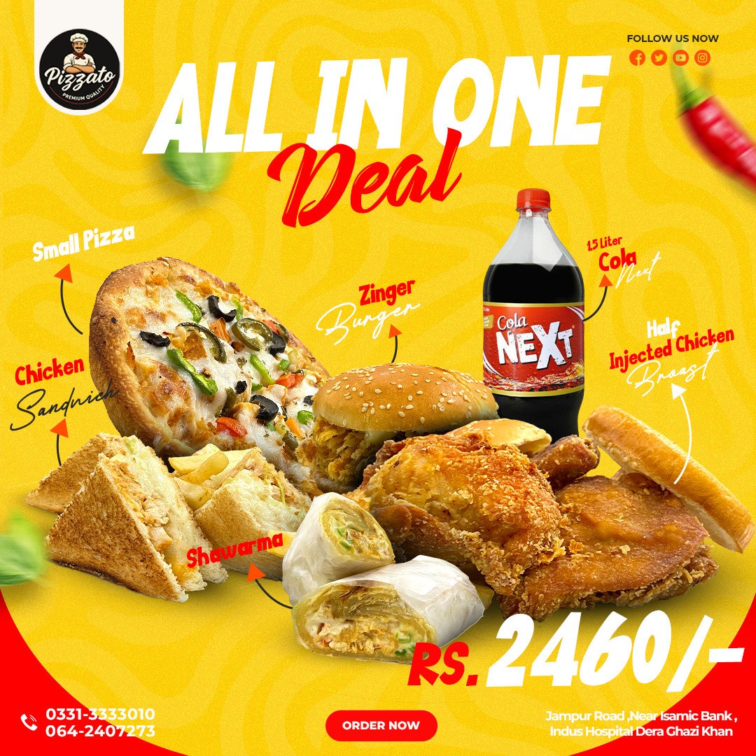 All In One Deal Combo Meal Flyer Template, Editable Fast Food Promo Poster, Restaurant Social Media Post, Instant Download Canva