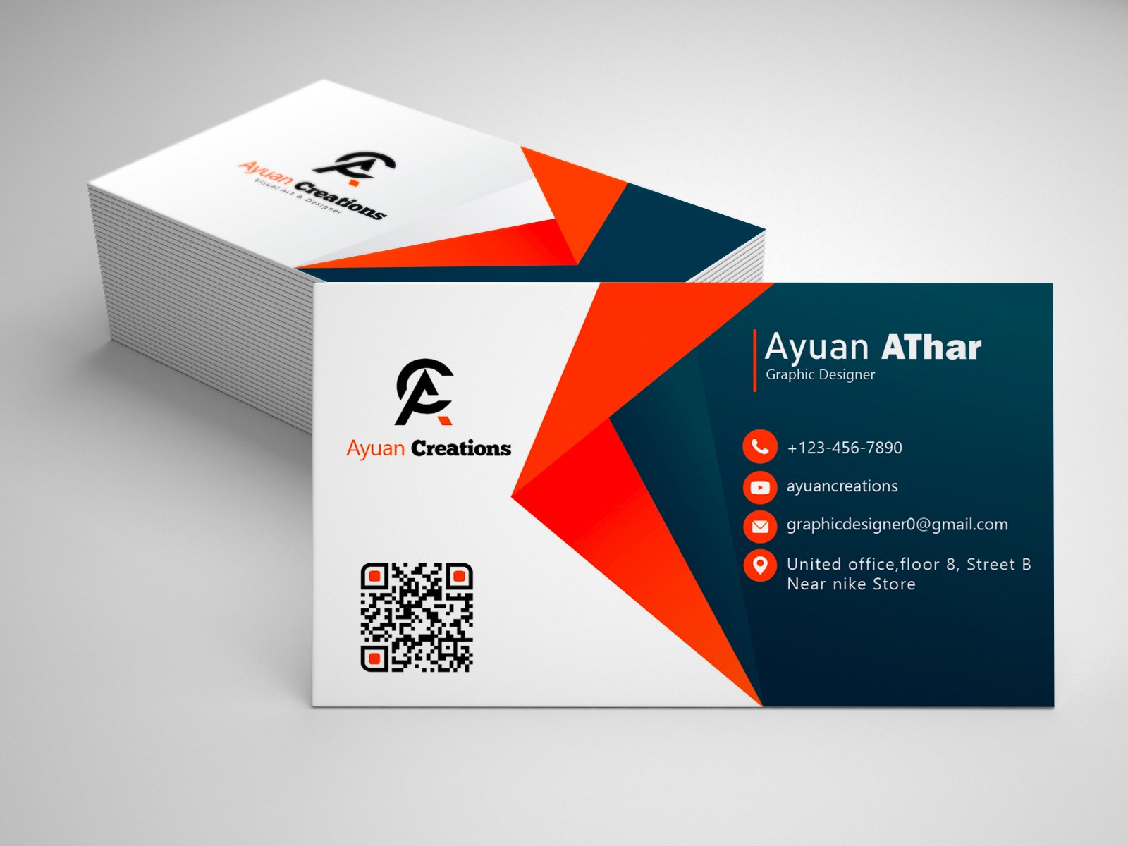 Modern Geometric Business Card Template – Editable Corporate Visiting Card, Graphic Designer Brand Identity, Instant Download