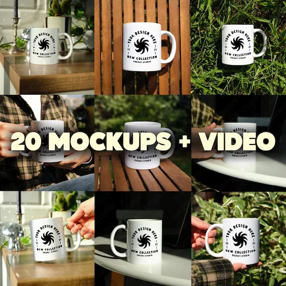 11 oz Coffee Mug Mockup Bundle – Editable Mug PSD Mockup Pack, Video Mockups for Ceramic Mugs, Instant Download