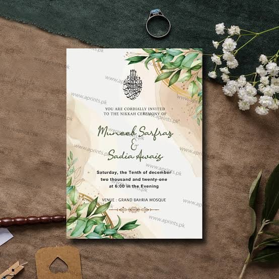 Elegant Islamic Nikkah Invitation Template – Editable Botanical Floral Wedding Card, Custom Muslim Marriage Invitation, Instant Download