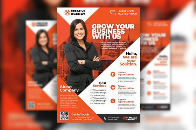 Corporate Business Agency Flyer Template – Editable Creative Marketing Leaflet, Vibrant Orange Company Promotion Design, Instant Download